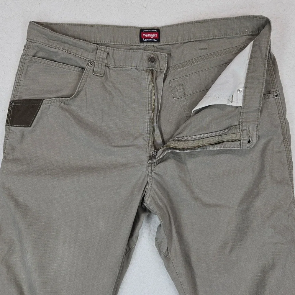 Wrangler Workwear Pants Mens 38x32 Khaki Tan Ripstop Utility Carpenter Trousers